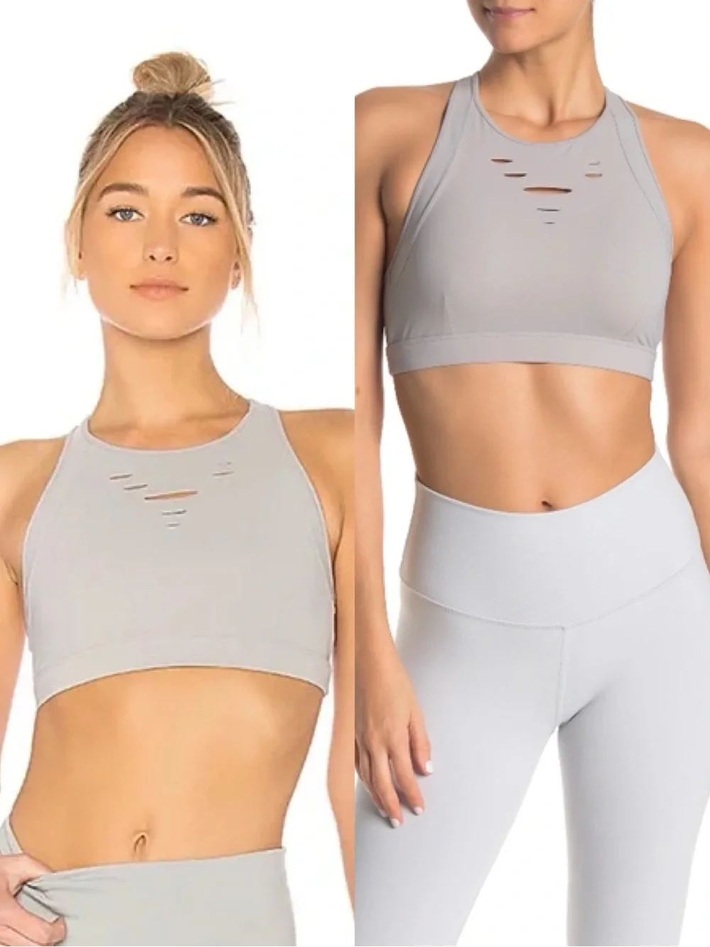 Alo Ripped Gray Warrior Sports Bra Size L